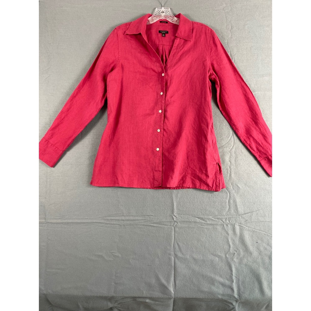 Talbots Shirt 8 Pink Irish Linen Button Down Long Sleeve Collared Coastal Lagen